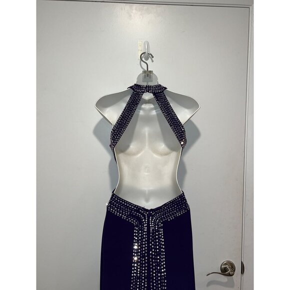Betsy & Adam Purple Metallic Halter Formal Evening Dress Gown Women's Size 0 - Picture 9 of 15
